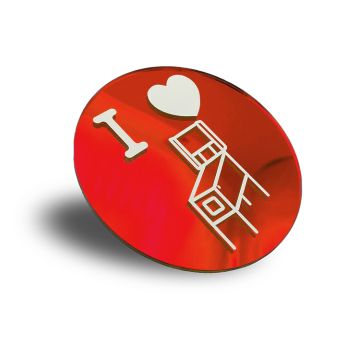 Mirrored I Heart Pinball Machine Drink Coaster - Red